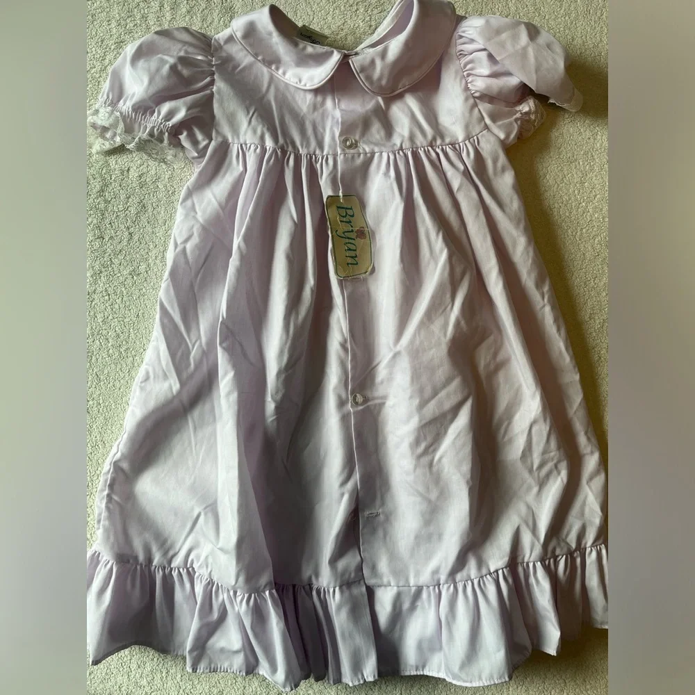 NWT Vintage Bryan dress, Peter Pan collar, back buttons, pale purple, sz 6/6x